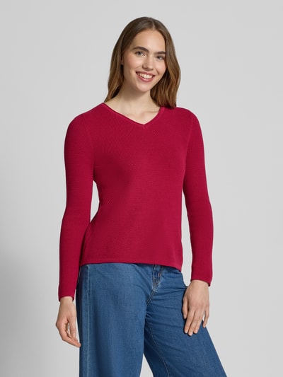 Christian Berg Woman Sweter z dzianiny z dekoltem w serek Fuksjowy 4