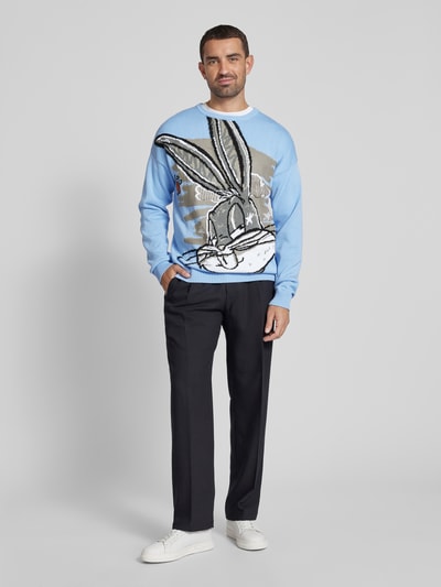 Iceberg Gebreide pullover met motief, model 'MAGLIA GIROCOLLO' Hemelsblauw - 1