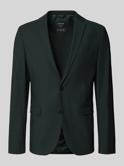 Produktfoto, dunkelgrünes Slim Fit Sakko mit Viskose-Anteil Modell 'PURE' von s.Oliver BLACK LABEL, glatte Oberfläche, gerade Passform.