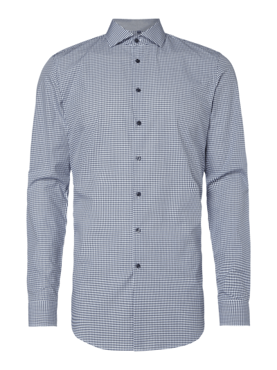 Jake*s Slim Fit Hemd mit Vichy Karo und extralangem Arm Marine 1