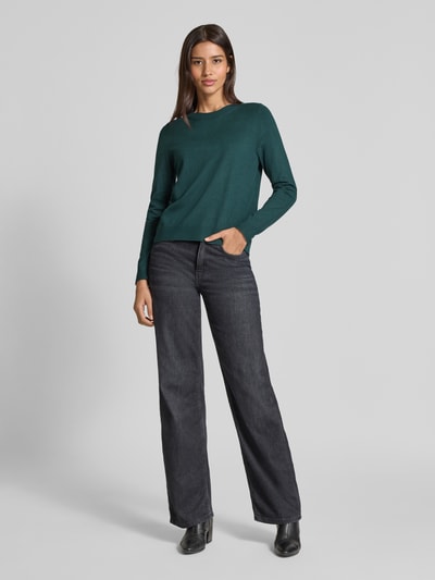 s.Oliver RED LABEL Sweter z dzianiny o kroju regular fit z mieszanki wiskozy Ciemnozielony 1