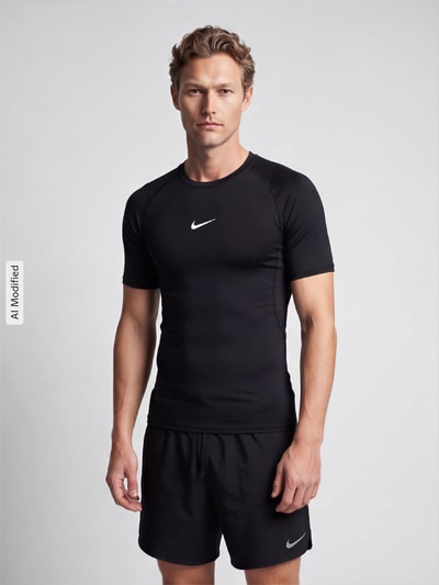 Nike Training Slim Fit Sport-T-Shirt mit Label-Print Black 4