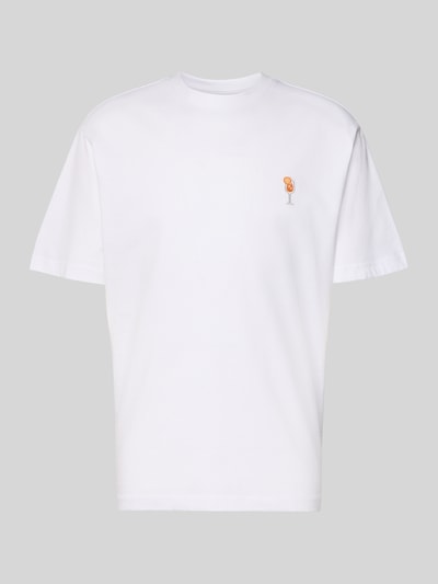 Produktfoto, Relaxed Fit T-Shirt aus reiner Baumwolle Modell 'FRED' von Only & Sons, Optik: Unifarben, Label-Patch, Motiv-Stitching, Rundhals, Kurzarm, Jersey