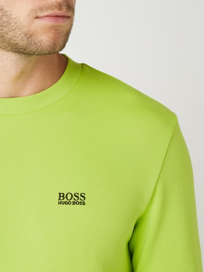 BOSS Green Sweatshirt met geborduurd logo, model 'Salbo' Appeltjesgroen - 3