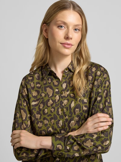 Milano Italy Regular Fit Bluse mit Manschetten Khaki 3