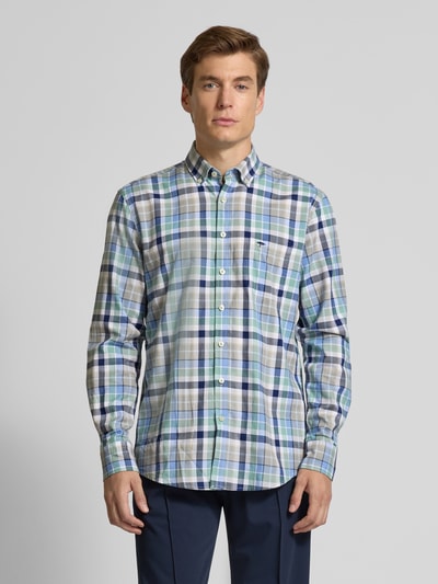 Fynch-Hatton Regular Fit Freizeithemd mit Logo-Stitching Modell 'Oxford' Hellblau 4