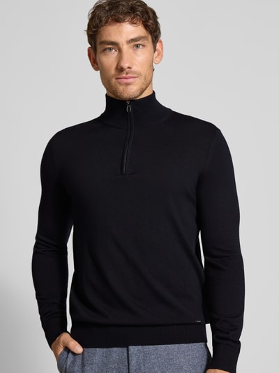 JOOP! Collection Sweter z dzianiny z żywej wełny ze stójką model ‘Dario’ Granatowy 3