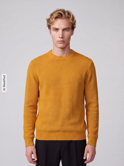 Selected Regular Fit Pullover aus reiner Baumwolle Modell 'DANE' DUNKEL GELB 4