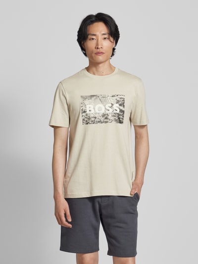 BOSS Orange T-shirt met motiefprint Beige - 4