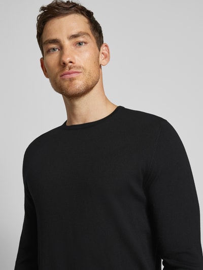 Profuomo Gebreide pullover met ribboorden Zwart - 3