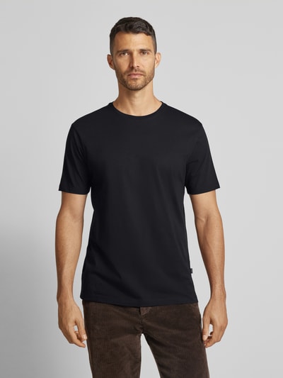 Lindbergh T-shirt met geribde ronde hals Zwart - 4