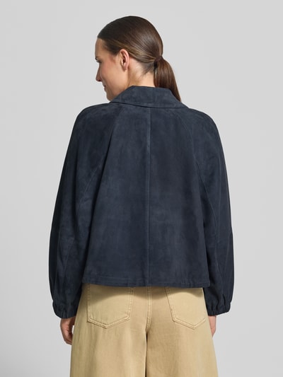 Weekend Max Mara Regular Fit Lederjacke mit Raglanärmeln Modell 'ZUPPA' Dunkelblau 5