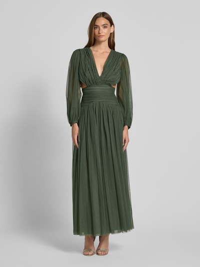 LACE & BEADS Avondjurk met V-hals en cut-outs Olijfgroen - 4