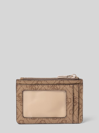 Produktfoto, Portemonnaie mit Logo-Detail Modell 'Laurel' von Guess in Leder-Optik und beige-brauner Farbe, Hauptfach mit Reißverschluss