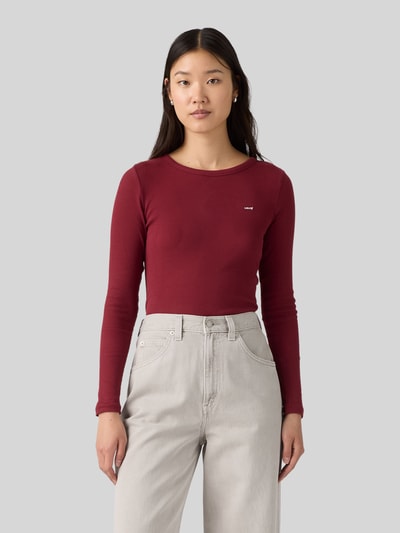 Levi's® Slim Fit Langarmshirt aus Baumwoll-Mix Modell 'HAYES' Dunkelrot 4