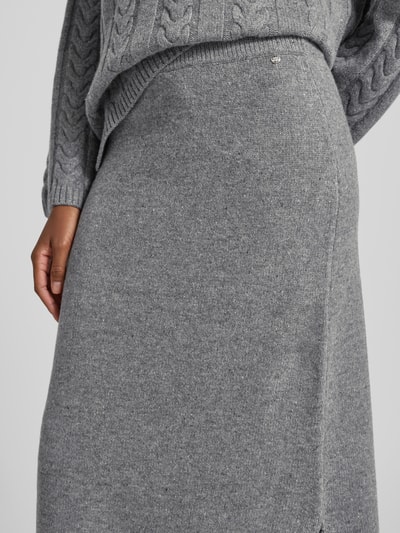 MOS MOSH Wollen rok met geribde zoom, model 'Bryndis' Donkergrijs - 3