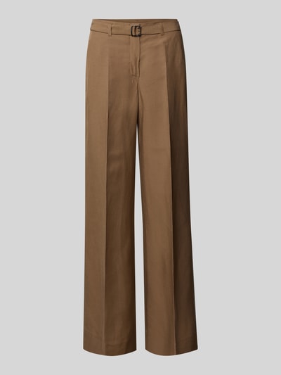 Raffaello Rossi Broek van een mix van viscose en linnen, model 'ANAIS' Middenbruin - 2