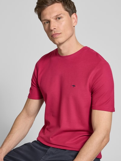 Fynch-Hatton T-shirt met logostitching Bordeaux - 3