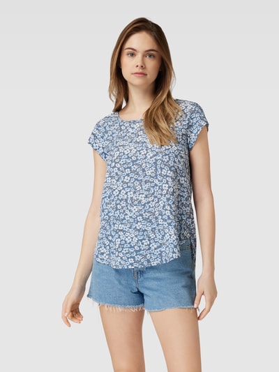 Only Blouseshirt met bloemenmotief, model 'VIC' Jeansblauw - 4