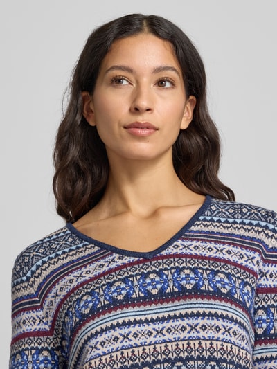 Christian Berg Woman Sweter z dzianiny z prążkowanymi wykończeniami Ciemnoniebieski melanż 3