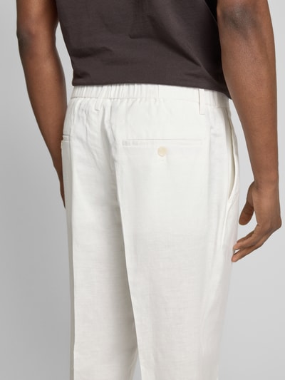 Antony Morato Regular fit linnen broek met bandplooien Wit - 3
