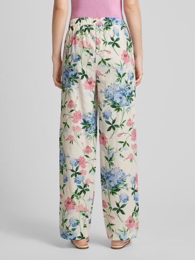 Rich & Royal Flared linnen broek met bloemenmotief Offwhite - 5