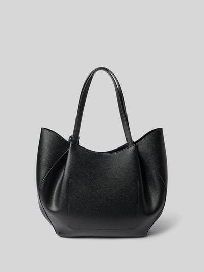 Produktfoto, Tote Bag in Leder-Optik Modell 'Amorette' von GUESS, schwarz, glatte Oberfläche, Logo-Detail, Hauptfach mit Magnetverschluss
