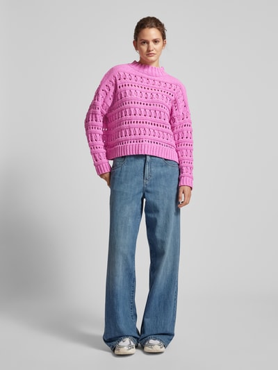 Only Pullover mit Lochmuster Modell 'LEAH' Pink 1