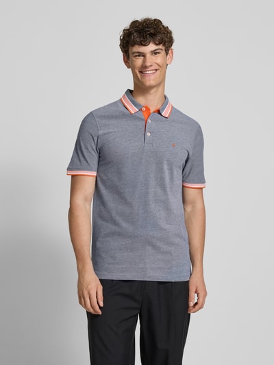 Jack & Jones Regular fit poloshirt met labelstitching, model 'PAULOS' Marineblauw - 4