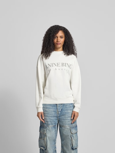 Anine Bing Regular Sweatshirt mit Logo-Print Ecru 4
