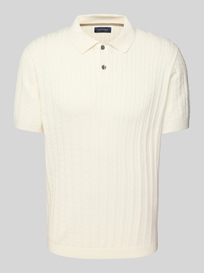 Christian Berg Men Poloshirt mit gerippten Abschlüssen Offwhite 2