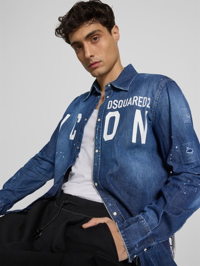 Dsquared2 Relaxed Fit Jeanshemd mit Knopfleiste Dunkelblau 3