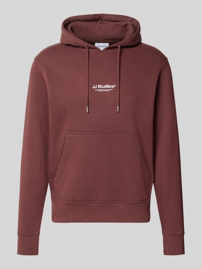 Produktfoto, Regular Fit Hoodie aus Baumwoll-Mix Modell 'Soho' von JACK & JONES in Braun mit Kapuze, Känguru-Tasche, elastische Abschlüsse