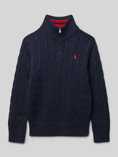 Polo Ralph Lauren Teens Strickpullover mit Stehkragen und Reißverschluss Marine 1