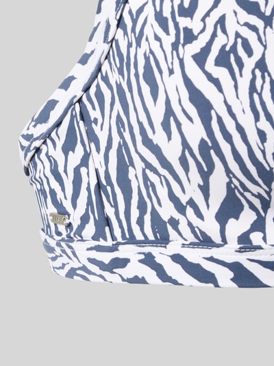 Productfoto, Bikini-Oberteil met high support fit model 'Nerissa' van Barts, materiaalmix met stretch, haakjessluiting, labeldetail, blauw-wit zebrapatroon