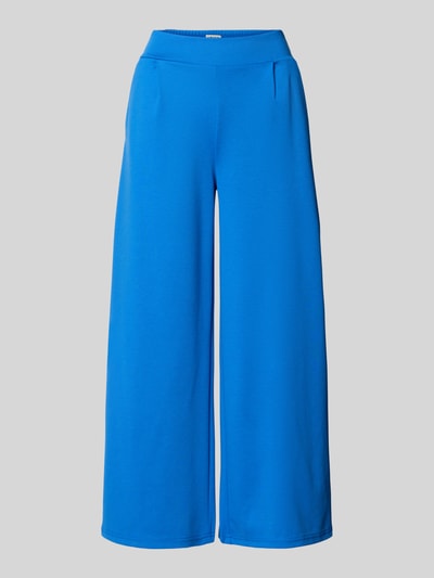Produktfoto, Wide Fit Hose mit elastischem Bund Modell 'Kate' von ICHI in leuchtendem Blau, Material-Mix mit Viskose-Anteil, Innenbeinlänge 66 cm, Bundweite 37 cm, glatte, weiche Oberfläche, Damen-Hose