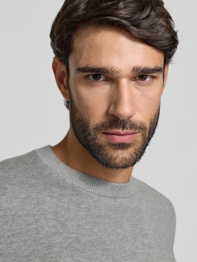 MCNEAL Strickpullover aus Baumwoll-Kaschmir-Mix mit Rundhalsausschnitt Mittelgrau Melange 3