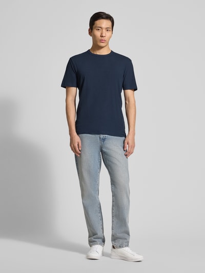 Tom Tailor Denim regular fit t-shirt van mix van katoen en modal Marineblauw - 1
