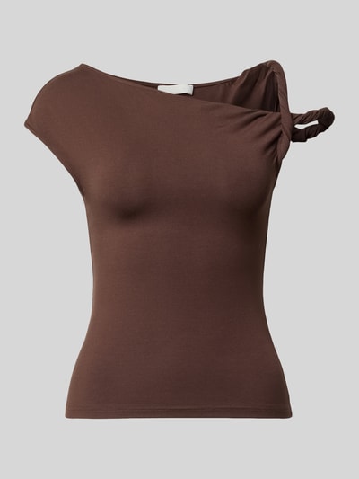 Produktfoto, Top im One-Shoulder-Look Modell 'Fenna' von LeGer by Lena Gercke, brązowy, krój slim fit, mieszanka wiskozy i elastanu, długość tyłu w rozmiarze 36: 48 cm