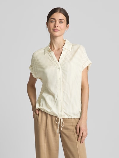 Tom Tailor Relaxed fit blouse met korte mouwen van puur viscose met V-hals Beige - 4