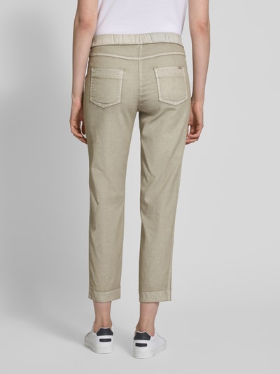 TONI Slim fit joggingbroek met verkort model, model 'Sue' Olijfgroen - 5