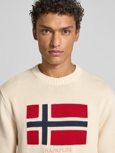 Napapijri Strickpullover mit Rundhalsausschnitt Modell 'MURA' Offwhite 3