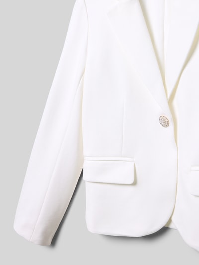Produktfoto, Regular Fit Blazer aus Viskose-Mix von DANAMADE w kolorze białym, z kołnierzem z połami, zapięciem na guzik, kieszenie z wypustkami, elastyczna mieszanka wiskozy, długość tyłu 46 cm, szerokość ramion 31 cm, długość rękawów 48 cm, rozmiar 134, gładka faktura.