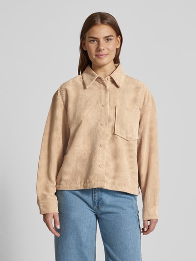 Tom Tailor Denim Comfort fit corduroy overhemd met opgestikte borstzak Beige - 4