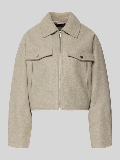 Produktfoto, Regular Fit Hemdjacke mit Reißverschluss Modell 'FORTUNEFREJ' von Vero Moda, beżowy filc, kieszonki z patką, kołnierz koszulowy