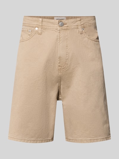 Produktfoto, Bermudas im 5-Pocket-Design Modell 'TONY ORIGINAL' von Jack & Jones aus reiner Baumwolle in Beige, Straight Fit, Knopf- und Reißverschluss