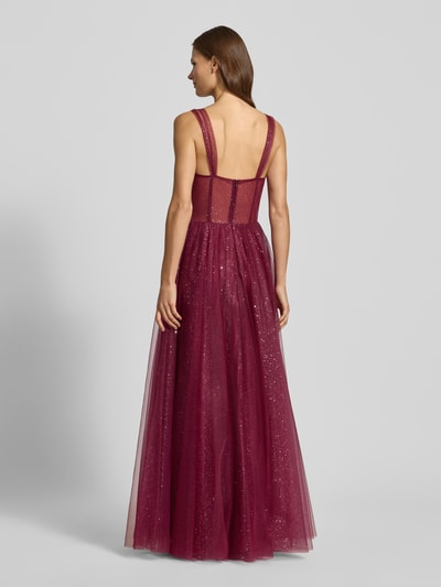 Hey Kyla Schimmerndes Abendkleid in semitransparenter Optik Dunkelrot 5