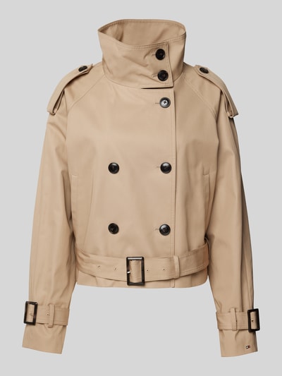 Tommy Hilfiger Cropped Trenchcoat mit Stehkragen Sand 2