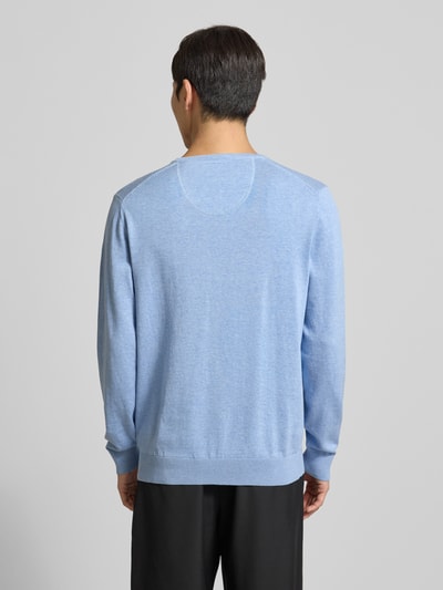 Christian Berg Men Gebreide pullover met V-hals Lichtblauw gemêleerd - 5