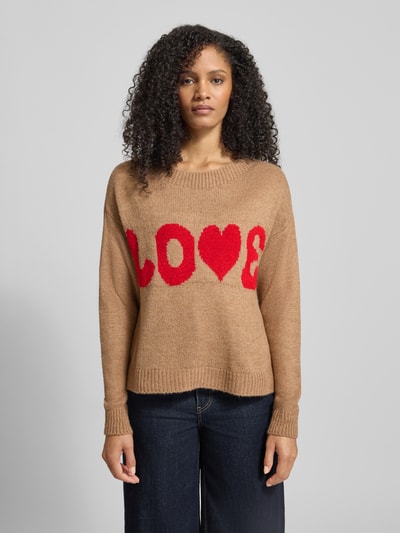 ZABAIONE Sweter z dzianiny z dekoltem w łódkę Szarobrązowy 4